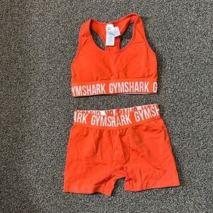 Gymshark Orange Sports Bra and Shorts Set